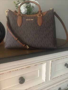 Michael Kors Brown and Tan Signature Logo Tote